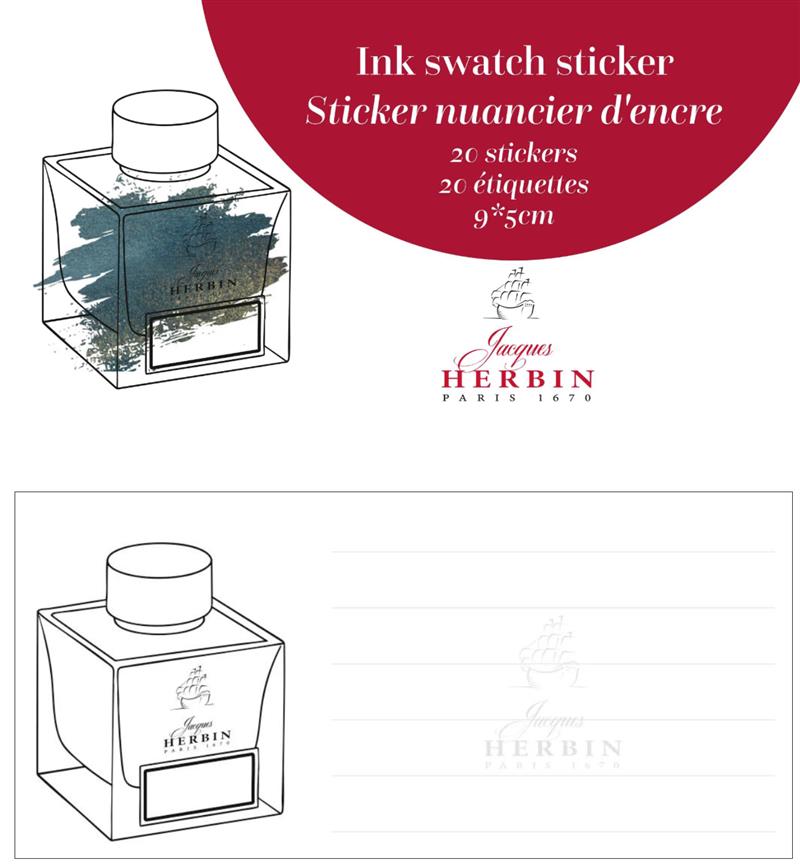 Jacques Herbin - 20 Ink Swatch Stickers