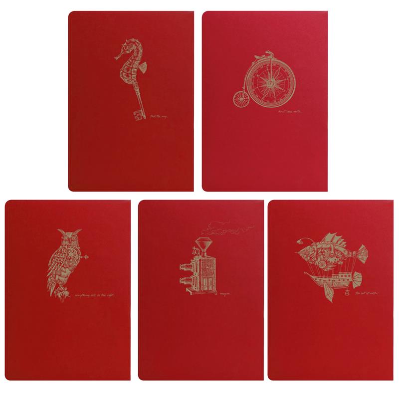 Clairefontaine Flying Spirit Red A5 Lined - Set of 5 Notebooks