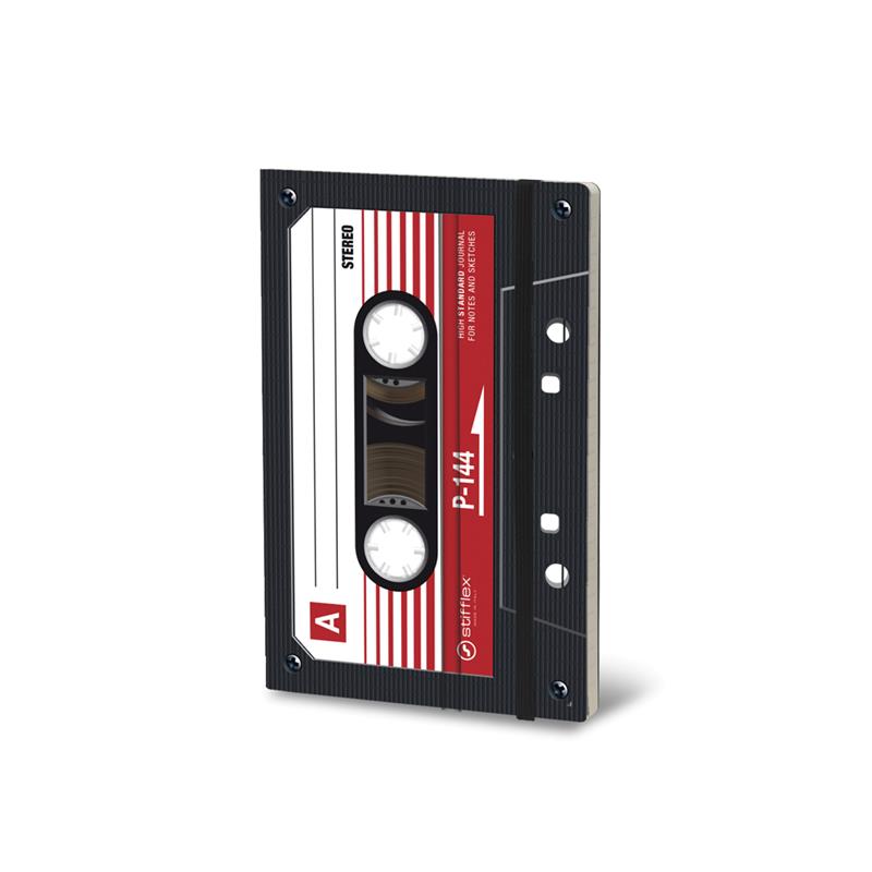 STIFFLEX Musicassette Black Stereo 9x14 Notebook