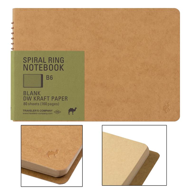 Traveler's Company Spiral Notebook B6 Blank DW Kraft Paper