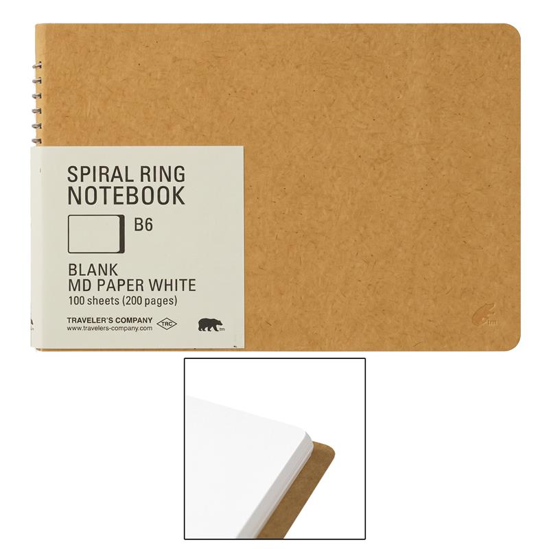 Traveler's Company Spiral Notebook B6 Blank MD Paper White