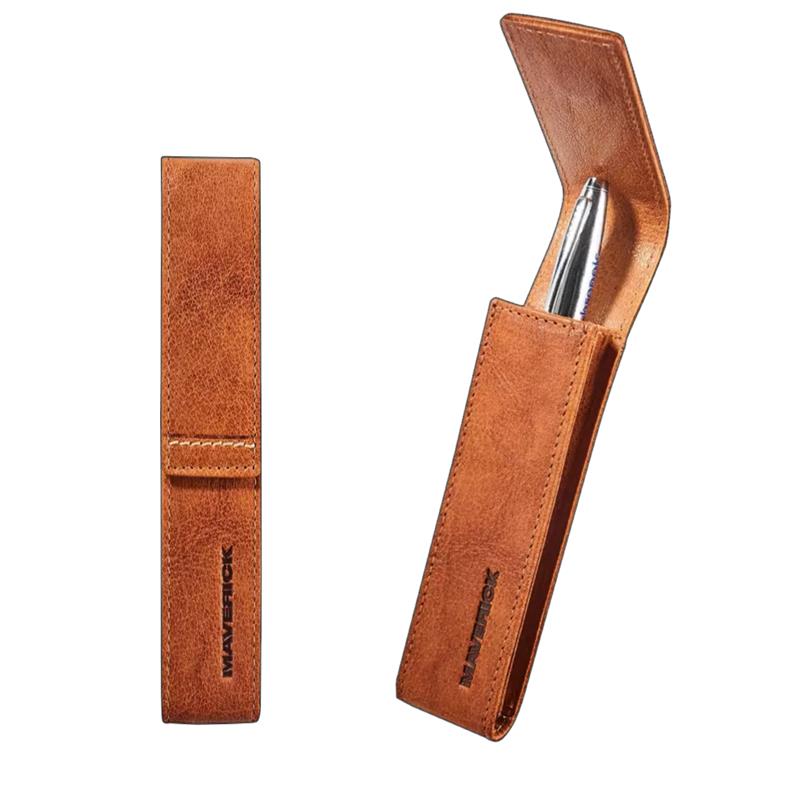 Maverick Rough Gear — Leather Pen Case for 1 Pen — Cognac