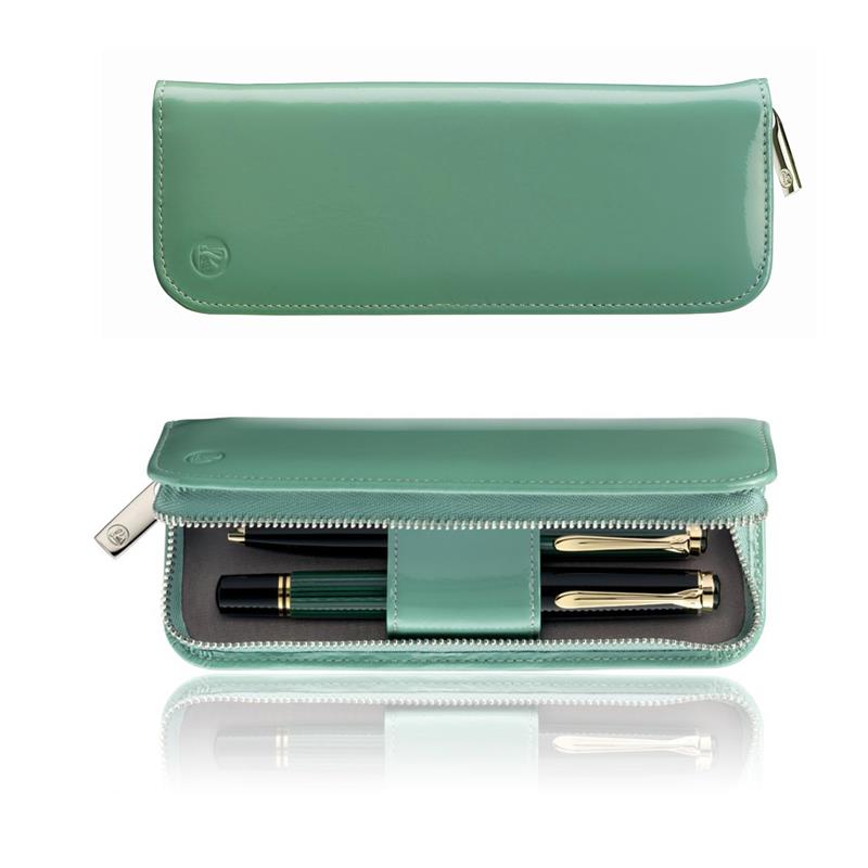 Pelikan Leather 2-Pen Case Sage Green