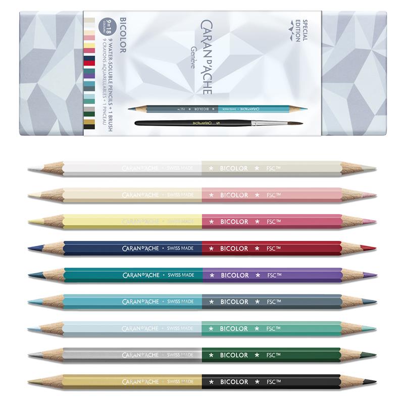 Caran d'Ache Bicolor pencils SET - 9=18 Special edition