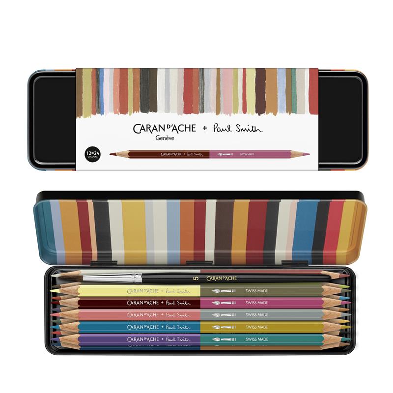 Caran d'Ache Paul Smith - Set 12 Coloured Pencils Bicolor & 1 Brush
