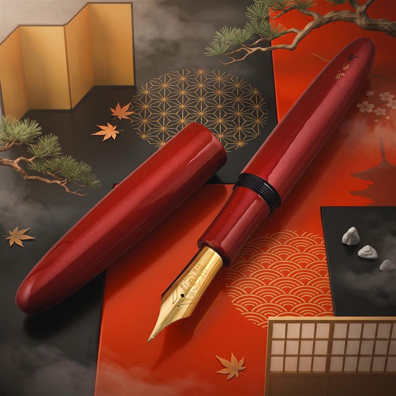FURUTA Torpedo Oversize Vermilion (Red) Urushi Fountain Pen - Stilografica