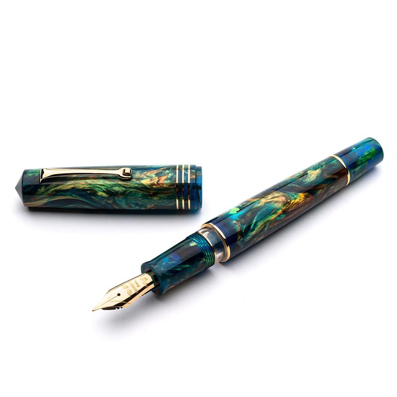 Leonardo Momento Zero Grande Ocean Cenote 14k Gold nib Fountain Pen - Stilografica