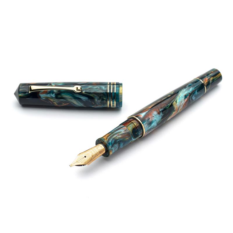 Leonardo Momento Zero Grande Sunset Wave 14k Gold Nib Fountain Pen - Stilografica