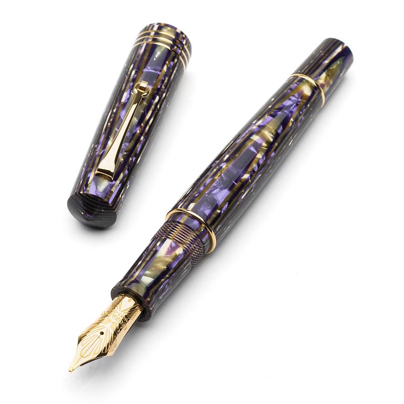 Leonardo MZG LeonArco "Gold Amethyst" Authentic Celluloid - #8 14k Gold nib