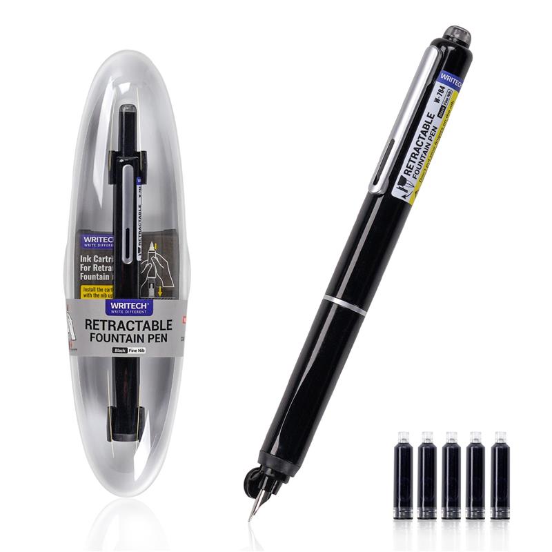 WRITECH Retractable Fountain Pen Black