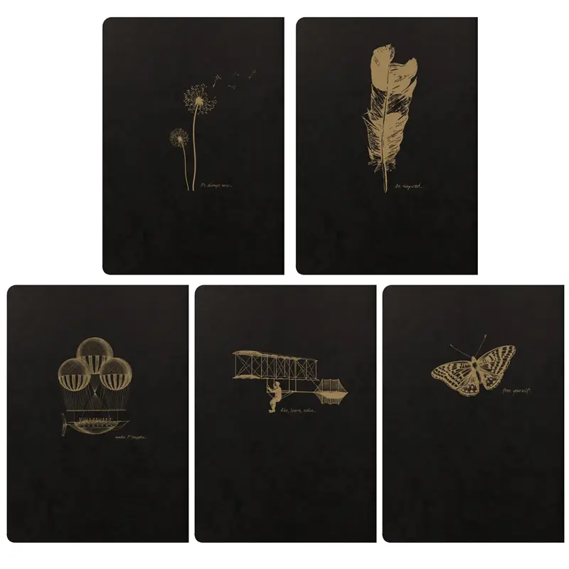 Clairefontaine Flying Spirit Black A5 Lined SET of 5 Notebook
