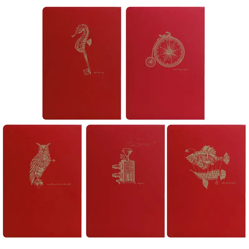 Clairefontaine Flying Spirit Red A5 Lined - Set of 5 Notebooks