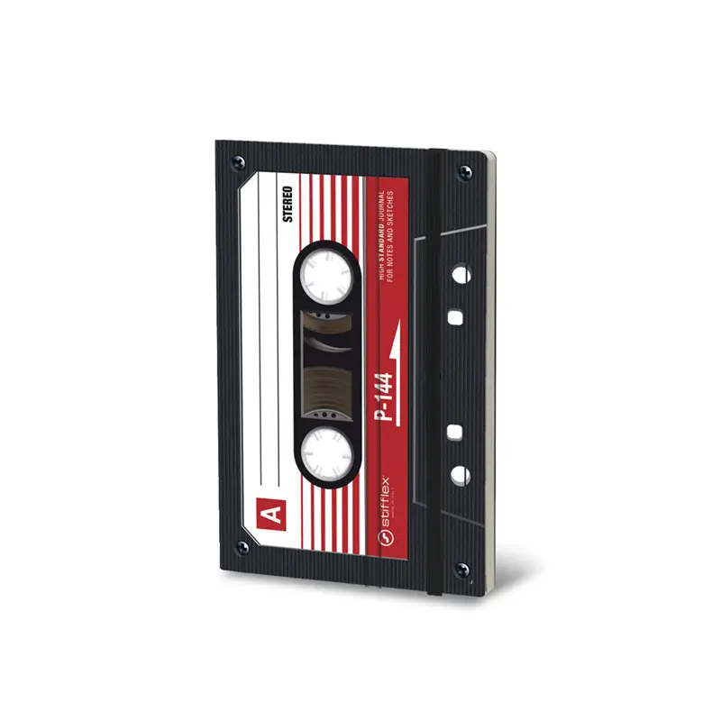 STIFFLEX Musicassette Black Stereo 9x14 Notebook