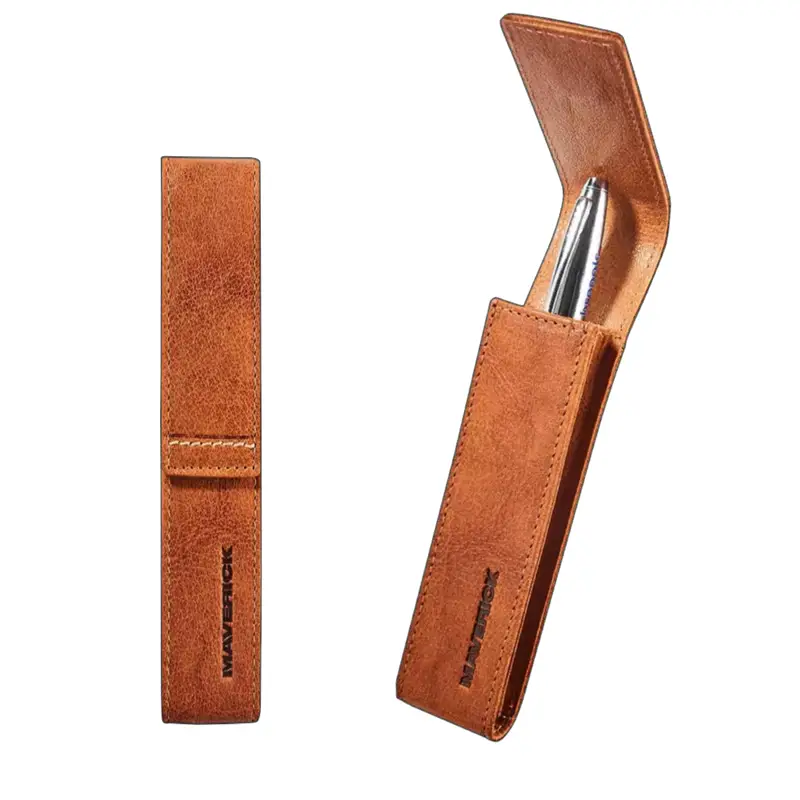 Maverick Rough Gear — Leather Pen Case for 1 Pen — Cognac