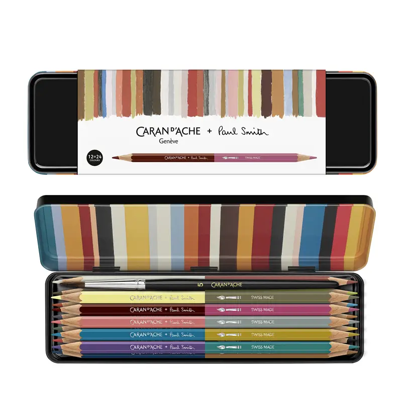 Caran d'Ache Paul Smith - Set 12 Coloured Pencils Bicolor & 1 Brush