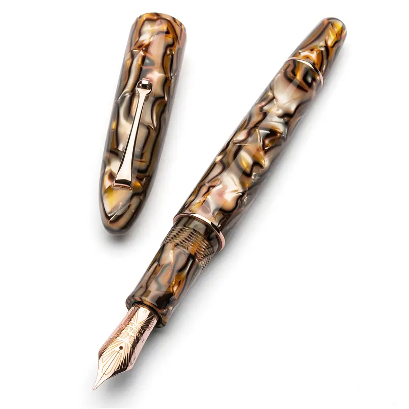Leonardo Cigar minimalist Acetate cellulosa Tiger's eye Fountain Pen - Stilografica