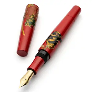 Leonardo Essenza Oni and Frog Taka Maki-e red - #8 Gold nib "la Fenice"