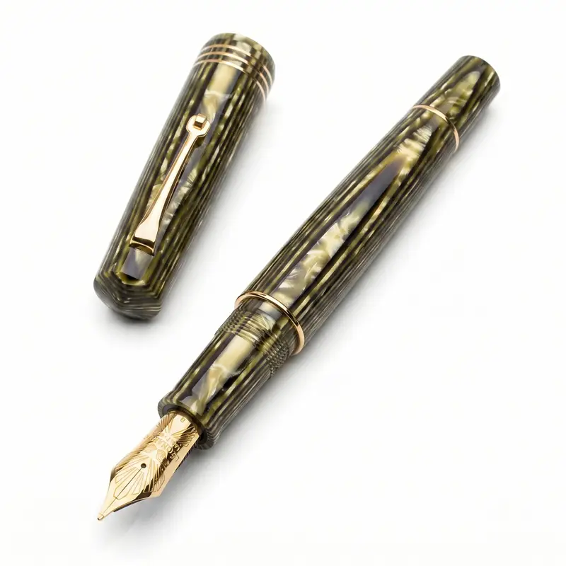 Leonardo MZG LeonArco "Olive" Authentic Celluloid - #8 14k Gold nib