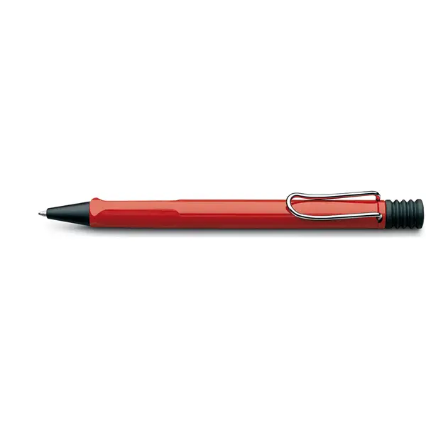 Lamy Logo DB03802 - Penna A Sfera In Acciaio Inox Spazzolato Con Dettagli Rossi - Design Minimalista, Punta Metallica, Per Ufficio E Scuola
