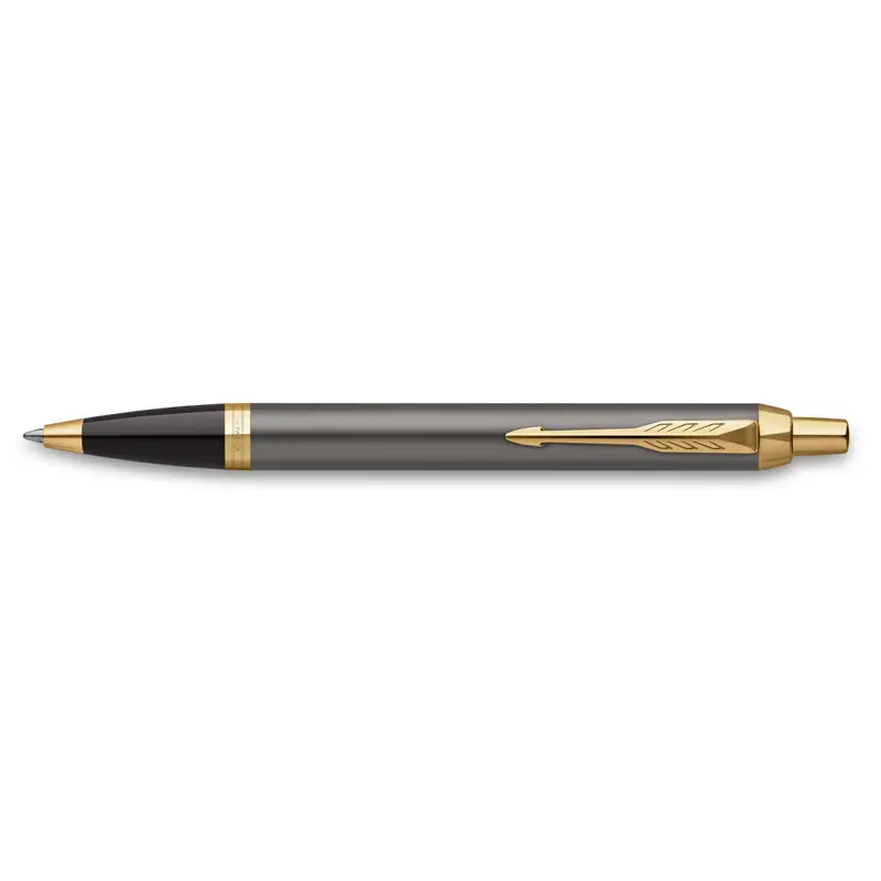 Parker IM Series Roller Metal Grey Grid, Penna Roller Con Finiture Oro E Inchiostro Nero