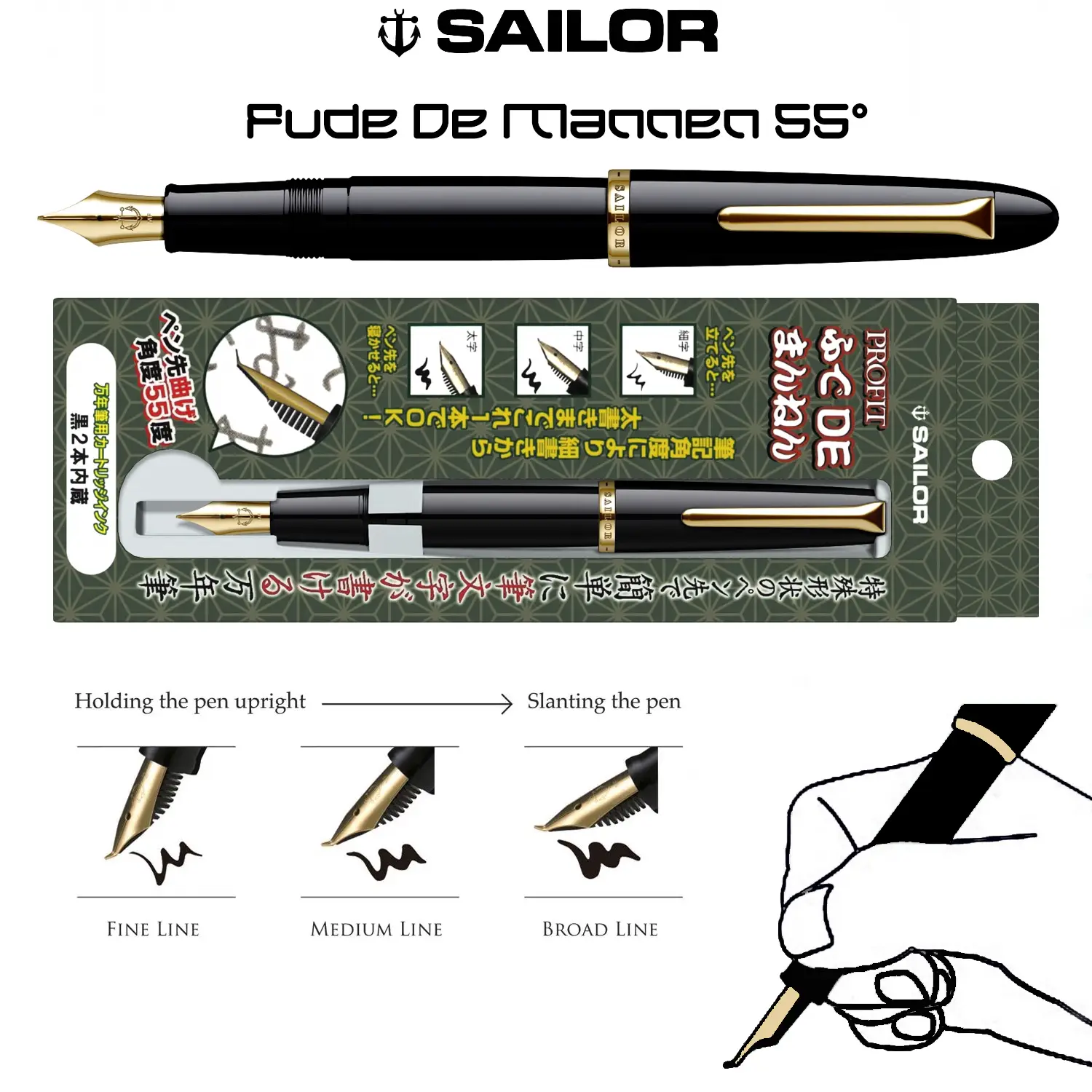 SALOR Fountain Pen PROFIT Nib:M Black Raster 11-3048-420