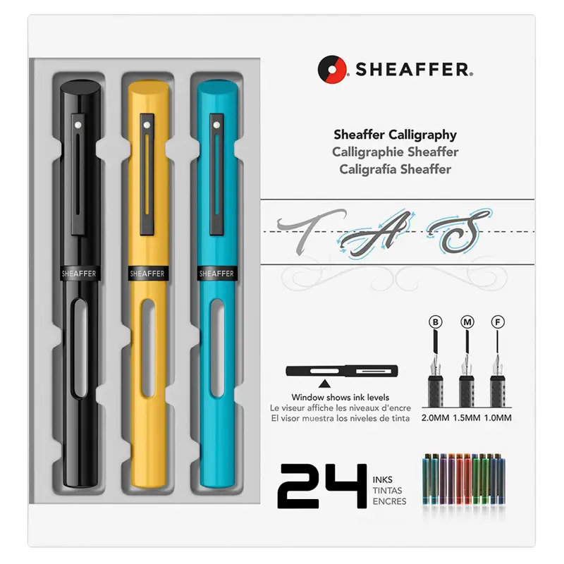 NEW! Sheaffer Calligraphy Maxi SET Black-Yellow-Turquoise