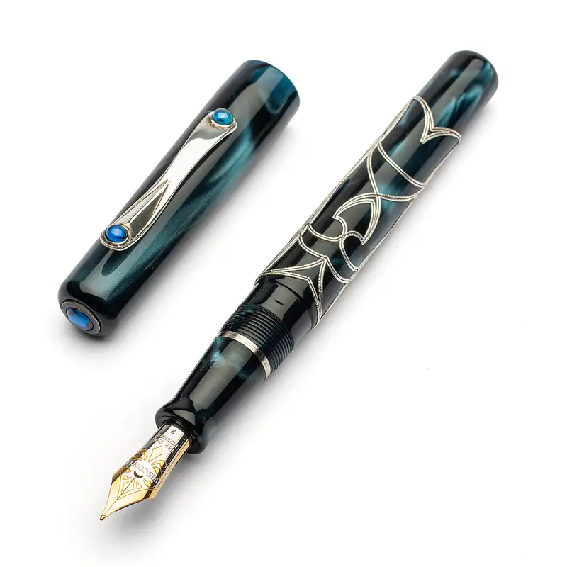 Visconti Versailles Blue Sterling Silver Fountain Pen - Stilografica