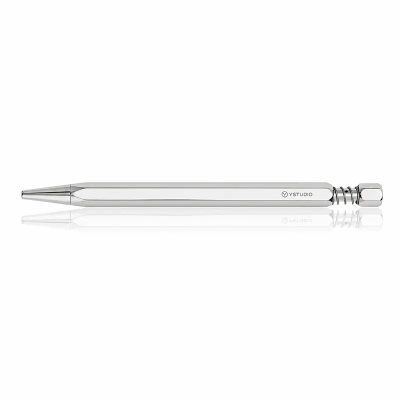 YSTUDIO Classic Revolve (Spring) Shiny Silver Ballpoint Pen - Sfera